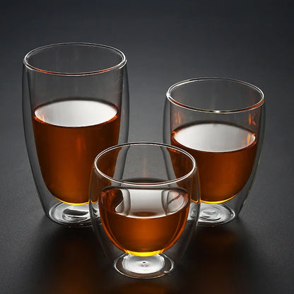 Double Wall Glass Cup Heat Insulation Transparent Handmade Tea Drink Cups MINI Whisky glasses Espresso Coffee Mug