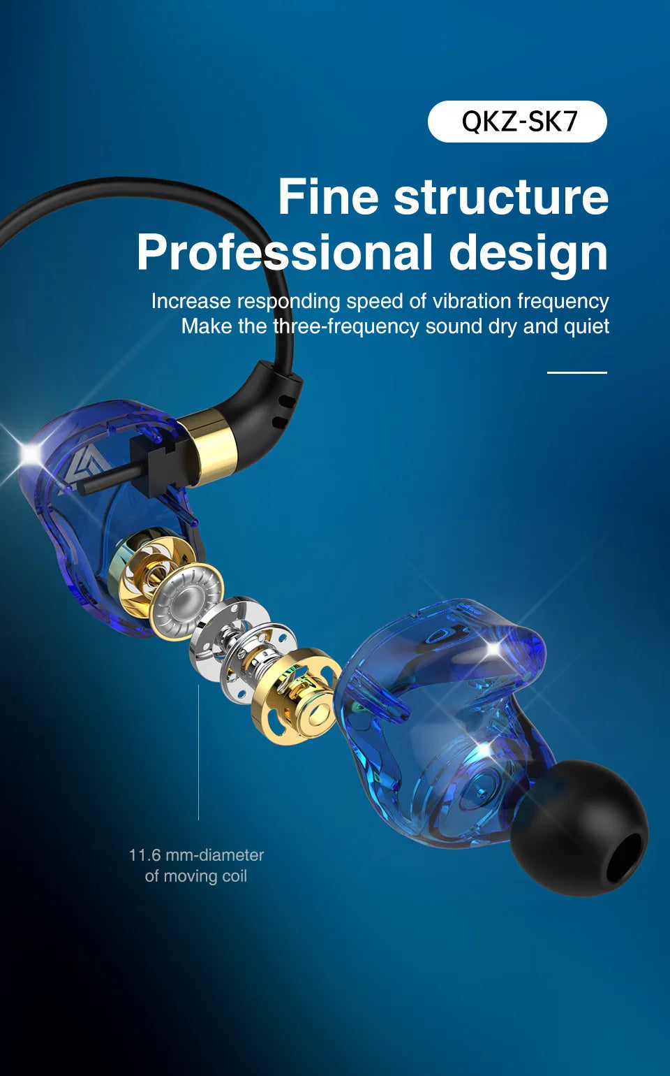 QKZ AK6 SK7 Copper Driver HiFi Wired Earphone with MIC Sport Running Headphones Bass Stereo Headset Music Earbuds fone de ouvido