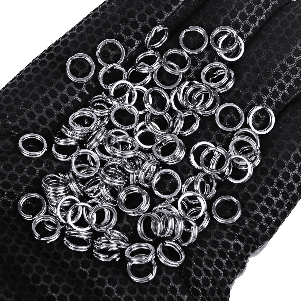 PROBEROS 50pcs Fishing Split Rings for CrankHard Bait Silver Stainless Steel 0#-12# Fishing Connector Accessories tackle