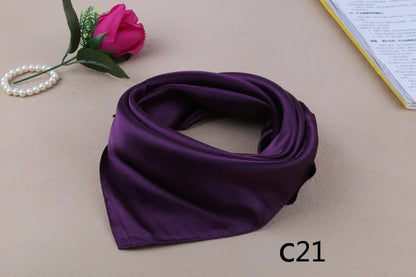 WZCX 60*60cm Women Solid Color Silk Scarf Spring Autumn Fashion New Simple Square Scarfs For Ladies Female Scarf