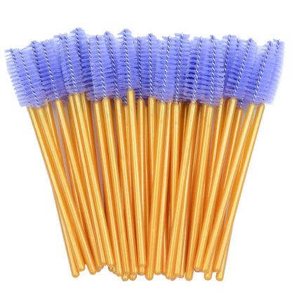 50Pcs Disposable Micro Glitter Eyelash Mascara Wands Mini Crystal Eye Lashes Brush Comb Eyebrow Spoolies Makeup Beauty Tools
