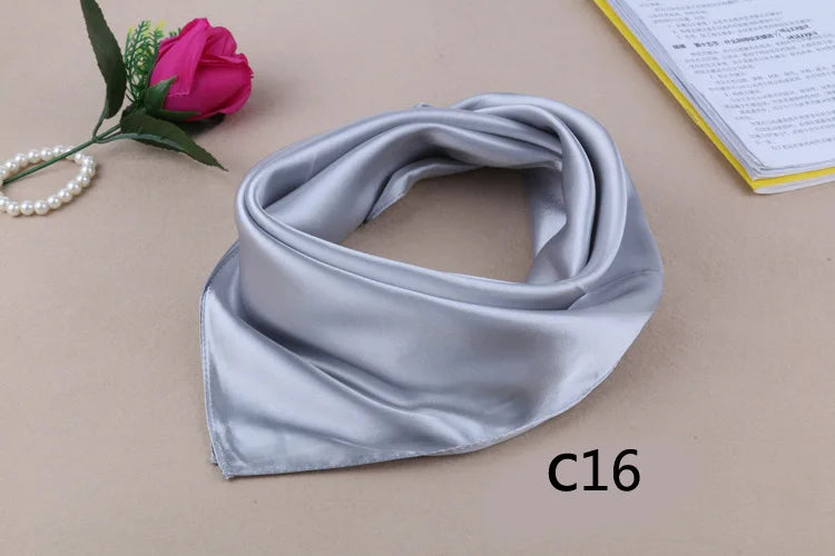 WZCX 60*60cm Women Solid Color Silk Scarf Spring Autumn Fashion New Simple Square Scarfs For Ladies Female Scarf