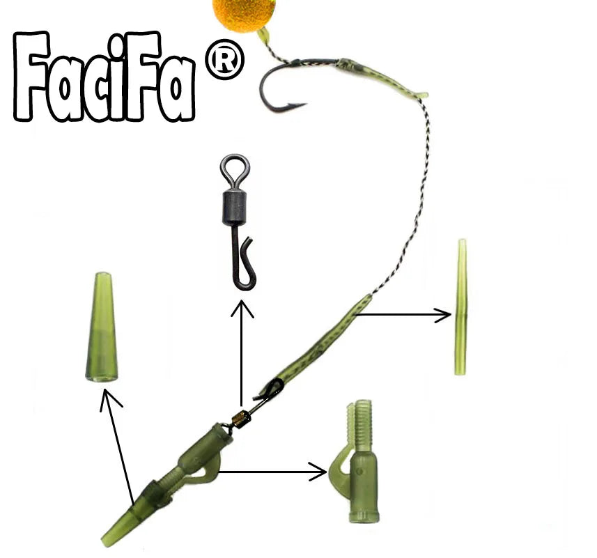 10 sets Carp Fishing Accessories Lead Clip Quick Change Swivel Tail Rubber Anti Tangle Sleeves Carp Rig Coarse Fishing Tackle