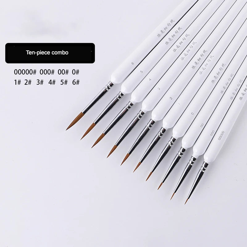 4/5/10pcs Miniature Hook Line Pen Art Painting Brushes Weasel Hair Paint Brush Gouache Watercolor Oil Paint Artists Hand Painted