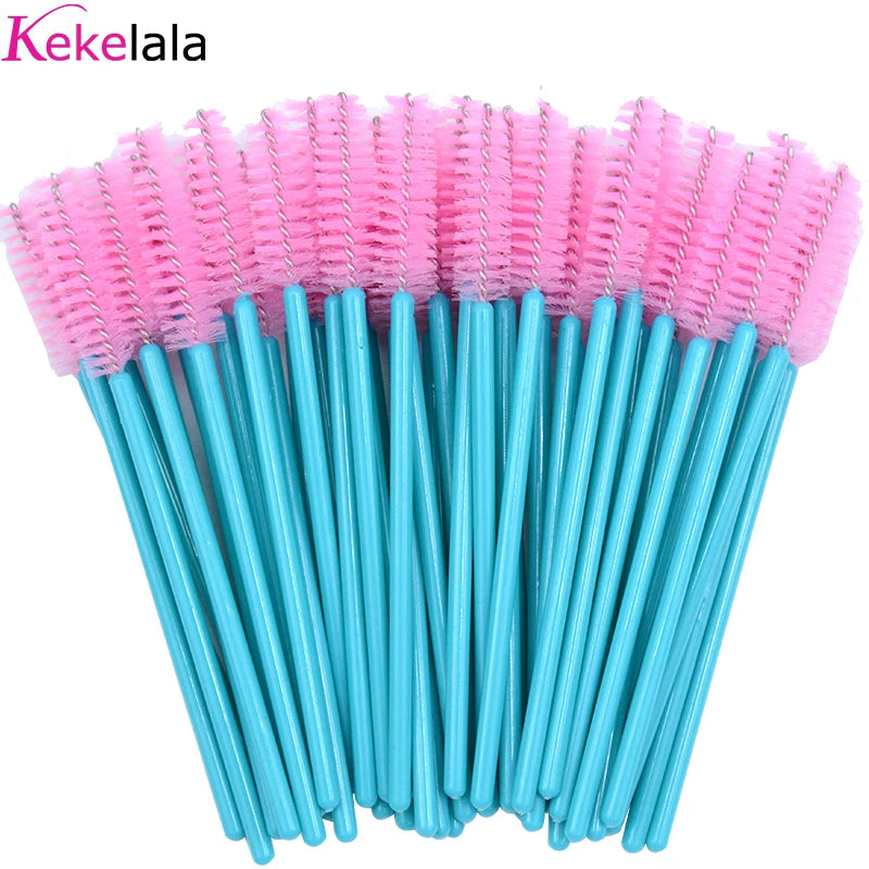 50Pcs Disposable Micro Glitter Eyelash Mascara Wands Mini Crystal Eye Lashes Brush Comb Eyebrow Spoolies Makeup Beauty Tools