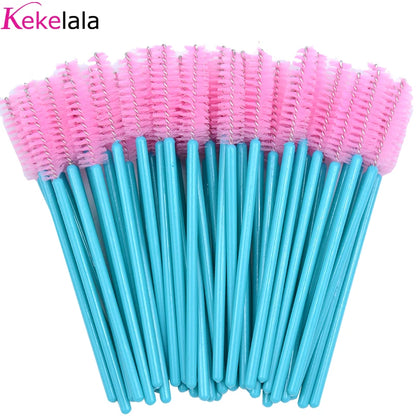 50Pcs Disposable Micro Glitter Eyelash Mascara Wands Mini Crystal Eye Lashes Brush Comb Eyebrow Spoolies Makeup Beauty Tools