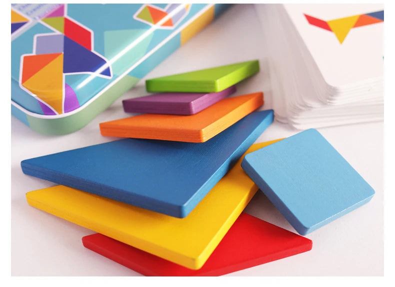 Wooden Children Puzzle Toys Montessori Preschool Education Tangram Game Building Blocks Learning Puzzle Game Kids Festival Toy