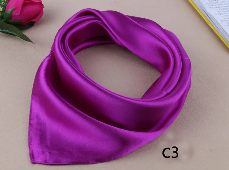 WZCX 60*60cm Women Solid Color Silk Scarf Spring Autumn Fashion New Simple Square Scarfs For Ladies Female Scarf