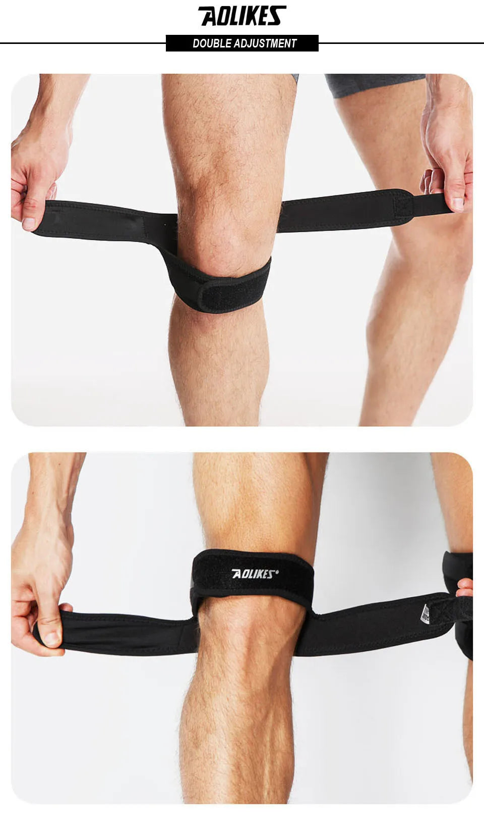AOLIKES 1PCS Pressurized Knee Wrap Sleeve Support Bandage Pad Elastic Braces Knee Hole Kneepad Safety Basketball Tennis Cycling