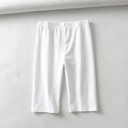 sexy women cotton high waist elastic pure color slim Knee-Length biker shorts female