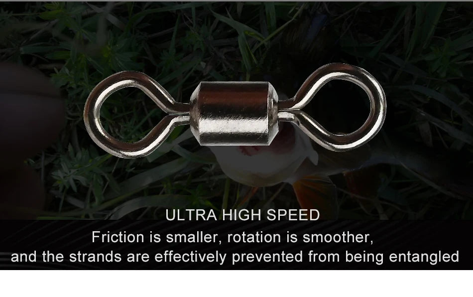 MEREDITH 50PCS/Lot Fishing Swivel Sizes Solid Connector Ball Bearing Snap Fishing Swivels Rolling Stainless Steel Beads