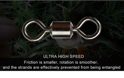 MEREDITH 50PCS/Lot Fishing Swivel Sizes Solid Connector Ball Bearing Snap Fishing Swivels Rolling Stainless Steel Beads