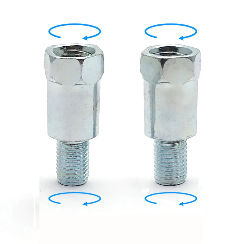 1 Pair Black Silver Motorcycle Rear Mirror Adapters M10 10MM Clockwise Anti-clockwise Right Left Hand Thread Changing Screw