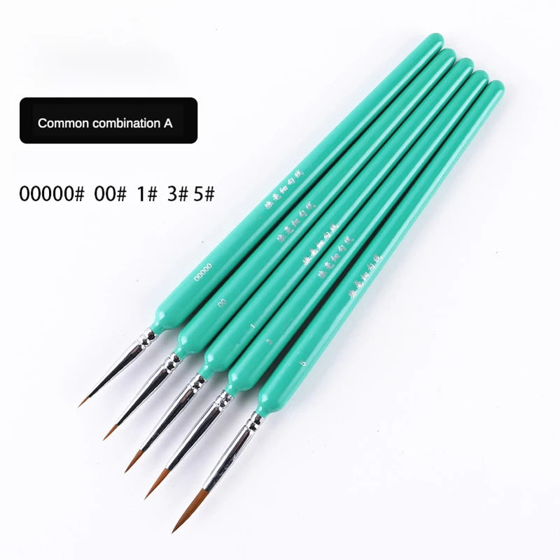 4/5/10pcs Miniature Hook Line Pen Art Painting Brushes Weasel Hair Paint Brush Gouache Watercolor Oil Paint Artists Hand Painted