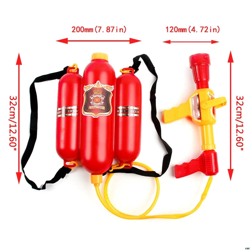 Fire Backpack Water Gun Large Capacity Fireman Water Guns Pull Out Shooting Summer Pool Beach Water Games Outdoor Toy Kids Gift