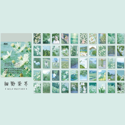 Yoofun 50 Sheets Natural Scenery&Art Paintings Stationery Stickers Book Aesthetic Landscape Cute Scrapbooking Planner Journaling