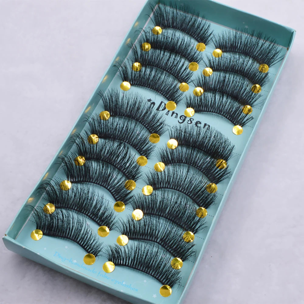 10 Pairs 3D Soft False Eyelash Faux Min Eyelashes Extension Natural Messy Wispy Fluffy Fake Lashes Make up tools 3D66-71