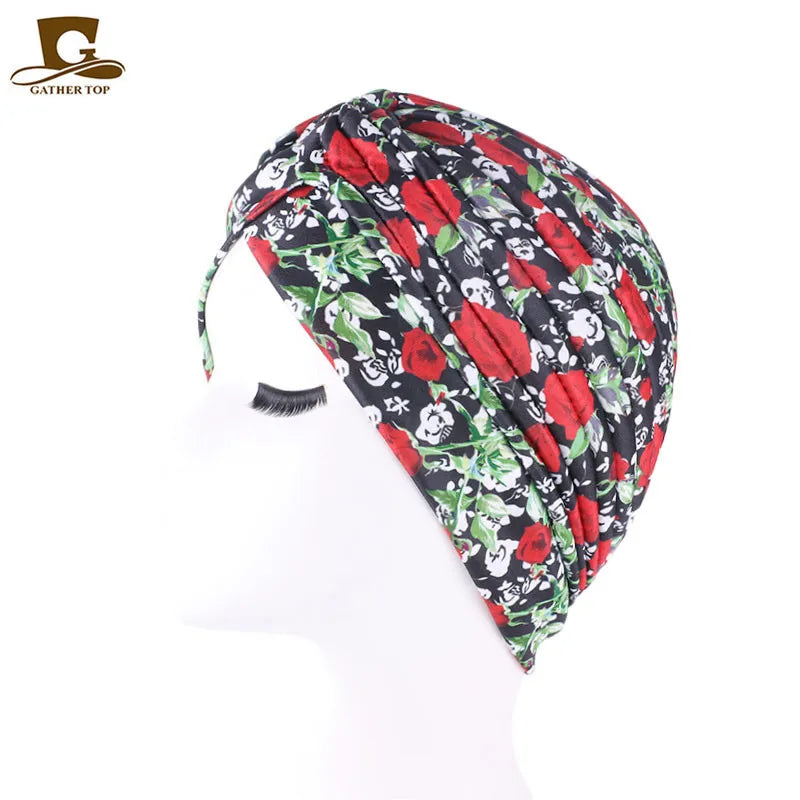 New Knotted Ruffle Turban Ladies Soft Headscarf Casual Streetwear Female Muslim Hijab Indian Hats Cancer Chemo Cap Turbante