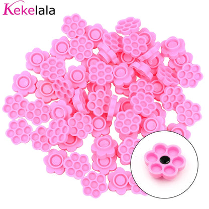 DIY Eyelash Extension Fans Flowering Cup Glue Holder Ring Flower Shape Pigment Tray For Grafting Eye Lashes Wholesale