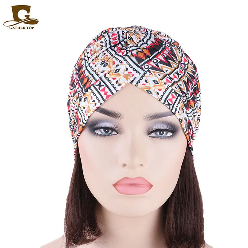 New Knotted Ruffle Turban Ladies Soft Headscarf Casual Streetwear Female Muslim Hijab Indian Hats Cancer Chemo Cap Turbante