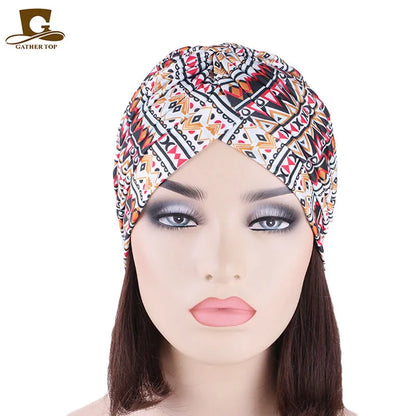 New Knotted Ruffle Turban Ladies Soft Headscarf Casual Streetwear Female Muslim Hijab Indian Hats Cancer Chemo Cap Turbante