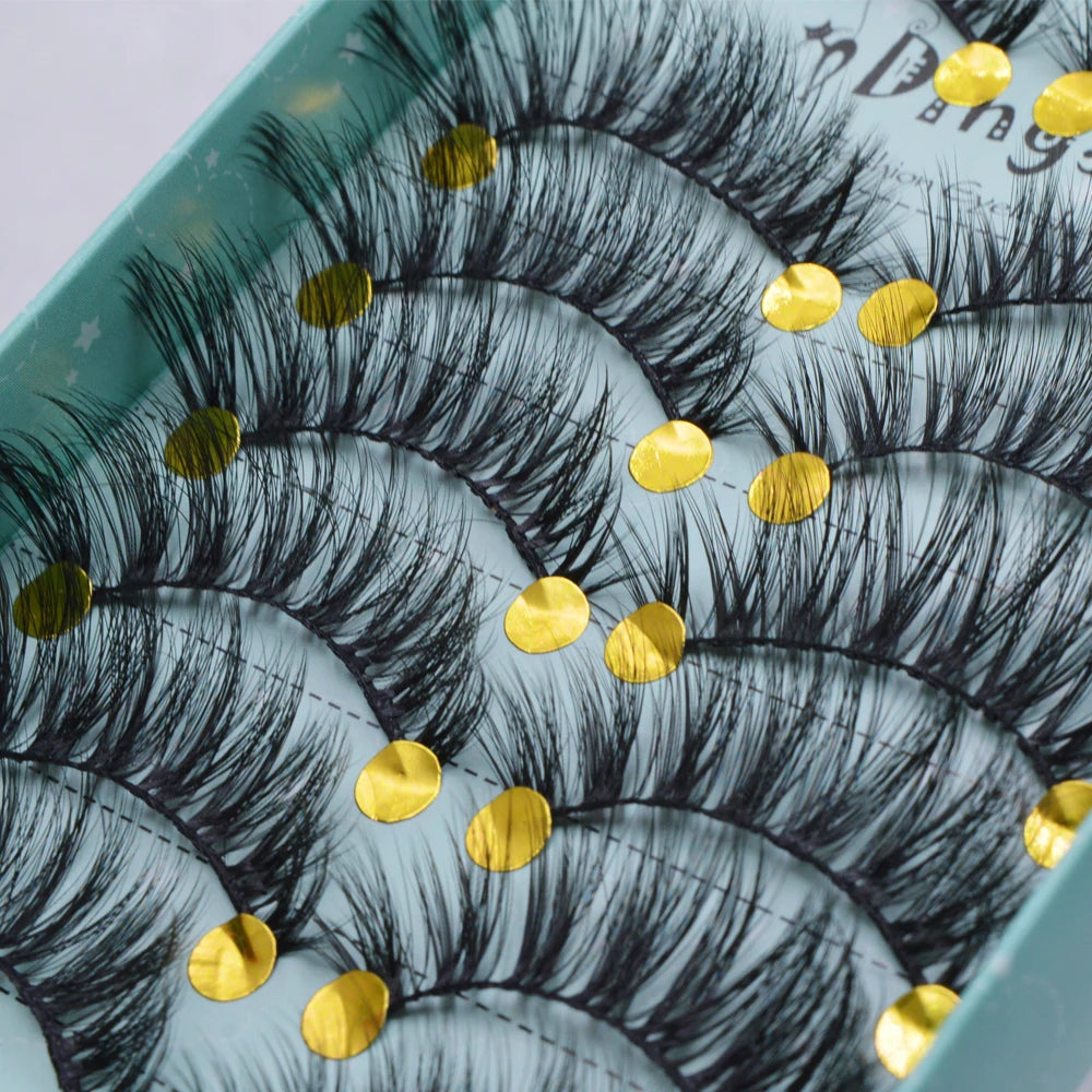 10 Pairs 3D Soft False Eyelash Faux Min Eyelashes Extension Natural Messy Wispy Fluffy Fake Lashes Make up tools 3D66-71