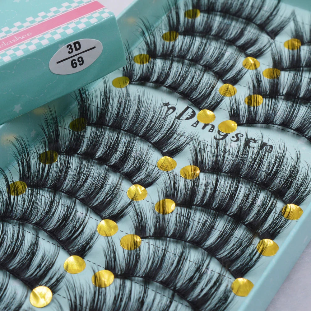 10 Pairs 3D Soft False Eyelash Faux Min Eyelashes Extension Natural Messy Wispy Fluffy Fake Lashes Make up tools 3D66-71