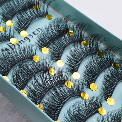 10 Pairs 3D Soft False Eyelash Faux Min Eyelashes Extension Natural Messy Wispy Fluffy Fake Lashes Make up tools 3D66-71