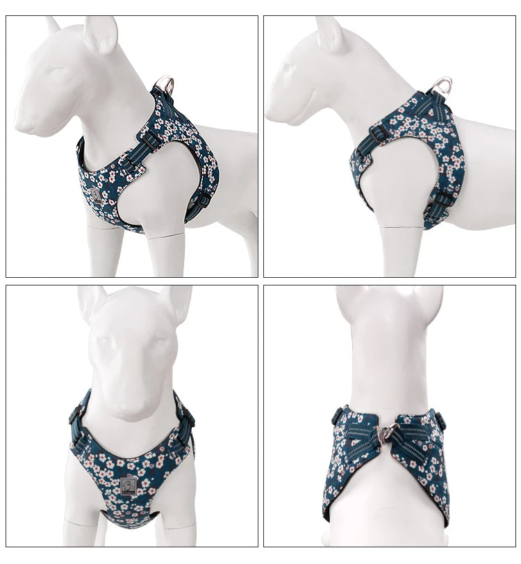Truelove Pet Harness Floral Floral Doggy Harness Dog Vest Type Dog Walking Chain Small Medium Puppy Cat Printed Cotton TLH1912