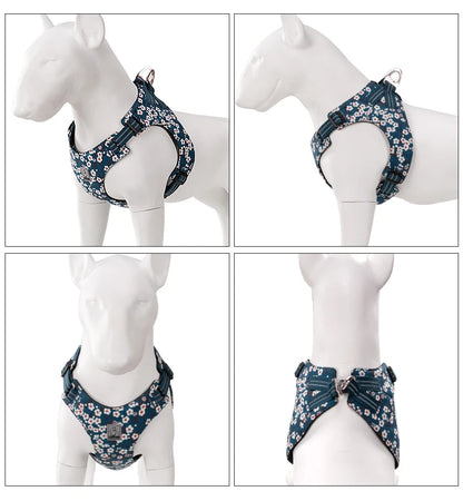 Truelove Pet Harness Floral Floral Doggy Harness Dog Vest Type Dog Walking Chain Small Medium Puppy Cat Printed Cotton TLH1912