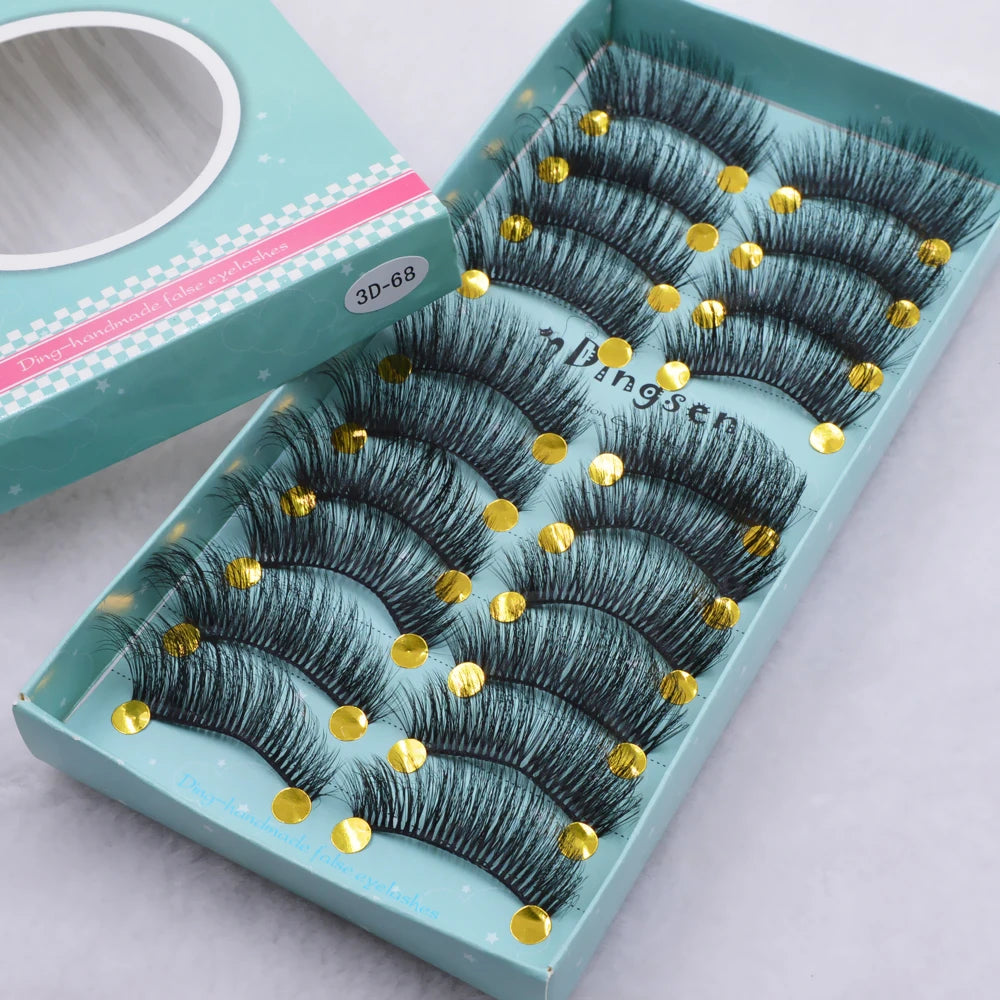 10 Pairs 3D Soft False Eyelash Faux Min Eyelashes Extension Natural Messy Wispy Fluffy Fake Lashes Make up tools 3D66-71