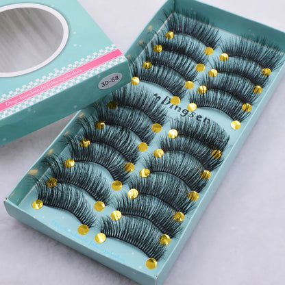 10 Pairs 3D Soft False Eyelash Faux Min Eyelashes Extension Natural Messy Wispy Fluffy Fake Lashes Make up tools 3D66-71