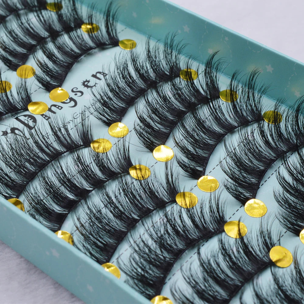 10 Pairs 3D Soft False Eyelash Faux Min Eyelashes Extension Natural Messy Wispy Fluffy Fake Lashes Make up tools 3D66-71