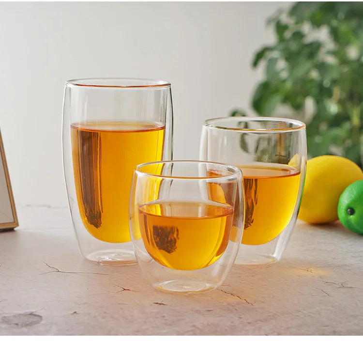 Double Wall Glass Cup Heat Insulation Transparent Handmade Tea Drink Cups MINI Whisky glasses Espresso Coffee Mug