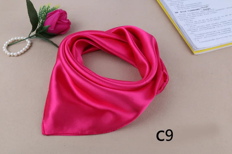 WZCX 60*60cm Women Solid Color Silk Scarf Spring Autumn Fashion New Simple Square Scarfs For Ladies Female Scarf