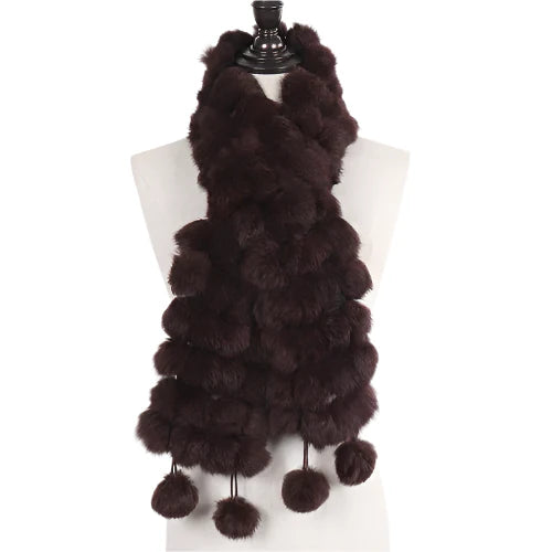 Women’s Winter Warm Rabbit Fur Scarf - 100% Genuine Natural Fur Muffler, Stylish & Cozy Cold-Weather Accessory, Hot Sale