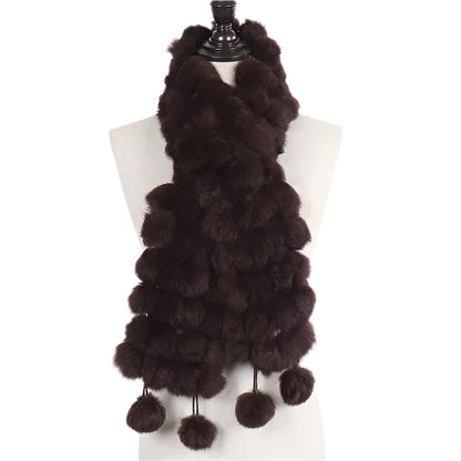 Women’s Winter Warm Rabbit Fur Scarf - 100% Genuine Natural Fur Muffler, Stylish & Cozy Cold-Weather Accessory, Hot Sale