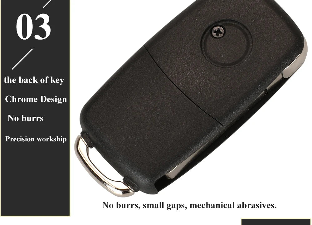 jingyuqin 2BTN Flip Remote Car Key Fob For VW Bora Golf Polo Passat Touran Seat Skoda 434MHz ID48 Chip 1J0959753AG/ 1J0959753CT