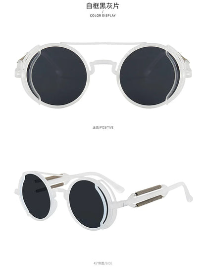 3 Pcs/Set Classic Gothic Steampunk Sunglasses Luxury Brand Designer High Quality Men and Women Retro Round Pc Frame Sunglasses