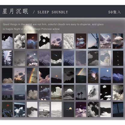Yoofun 50 Sheets Natural Scenery&Art Paintings Stationery Stickers Book Aesthetic Landscape Cute Scrapbooking Planner Journaling
