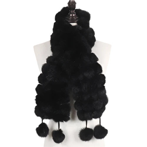 Women’s Winter Warm Rabbit Fur Scarf - 100% Genuine Natural Fur Muffler, Stylish & Cozy Cold-Weather Accessory, Hot Sale