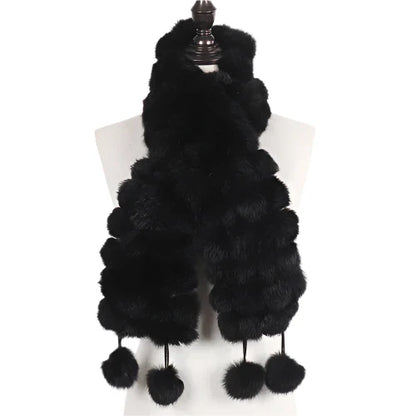 Women’s Winter Warm Rabbit Fur Scarf - 100% Genuine Natural Fur Muffler, Stylish & Cozy Cold-Weather Accessory, Hot Sale