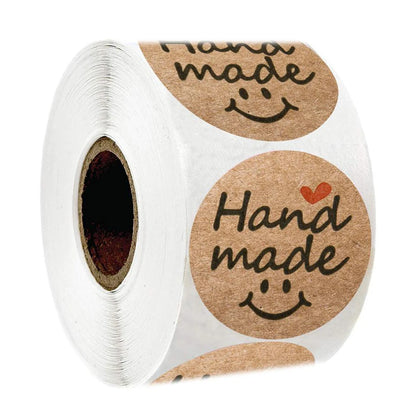 100-500pcs 1inch Vintage Kraft Paper Handmade With Love Stickers for Package Thank You Stationery Adhesive Labels Baking Seals