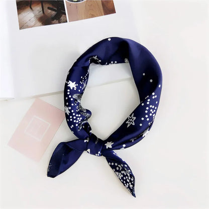 Square Scarf Hair Tie Band For Business Party Women Elegant Small Vintage Skinny Retro Head Neck Silk Satin Scarf
