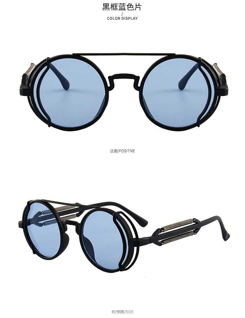 3 Pcs/Set Classic Gothic Steampunk Sunglasses Luxury Brand Designer High Quality Men and Women Retro Round Pc Frame Sunglasses