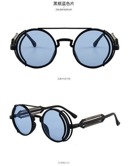 3 Pcs/Set Classic Gothic Steampunk Sunglasses Luxury Brand Designer High Quality Men and Women Retro Round Pc Frame Sunglasses