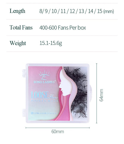 SONG LASHES 3D to 16D Fans Sharp Slim Narrow Stem Premade Volume Fans Loose Thin Pointy Base Russia Volume Eyelashes Extensions