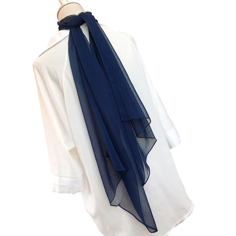 Fashion Four Seasons Women Plain Color Thin Soft Beach Thin Silky Georgette Scarf Shawls Long Wraps Beach Sunscreen Hijab