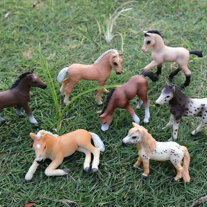 Oenux Farm Stable House Model Action Figures Emulational Horseman Horse Animals Playset Figurine Cute Educational Kids Toy Gift
