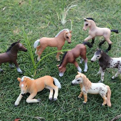 Oenux Farm Stable House Model Action Figures Emulational Horseman Horse Animals Playset Figurine Cute Educational Kids Toy Gift